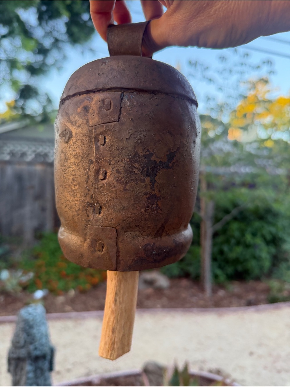 Rustic metal Cow Bell Old Hand Crafted zen garden farmhouse cabin decor